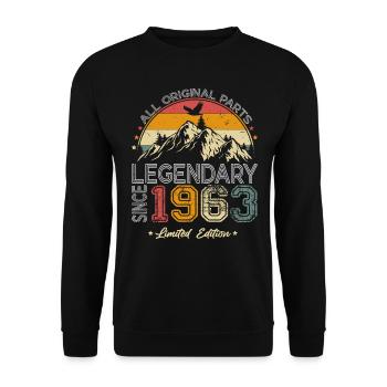 1963 Jahrgang Vintage Retro Geburtstag Geschenk - Unisex Pullover - Schwarz - Vorne - Alina (178cm) & Michal (187cm)