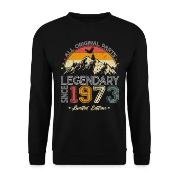 1973 Jahrgang Vintage Retro Geburtstag Geschenk - Unisex Pullover - Schwarz - Vorne - Alina (178cm) & Michal (187cm)