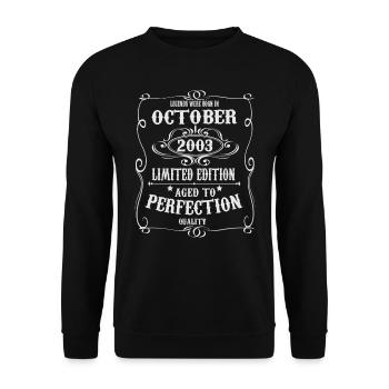 Oktober 2003 Jahrgang Vintage Retro Geburtstag - Unisex Pullover - Schwarz - Vorne - Alina (178cm) & Michal (187cm)