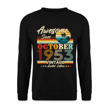Oktober 1953 Jahrgang Vintage Retro Geburtstag - Unisex Pullover - Schwarz - Vorne - Alina (178cm) & Michal (187cm)