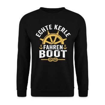 echte kerle fahren boot - Unisex Pullover - Schwarz - Vorne - Alina (178cm) & Michal (187cm)