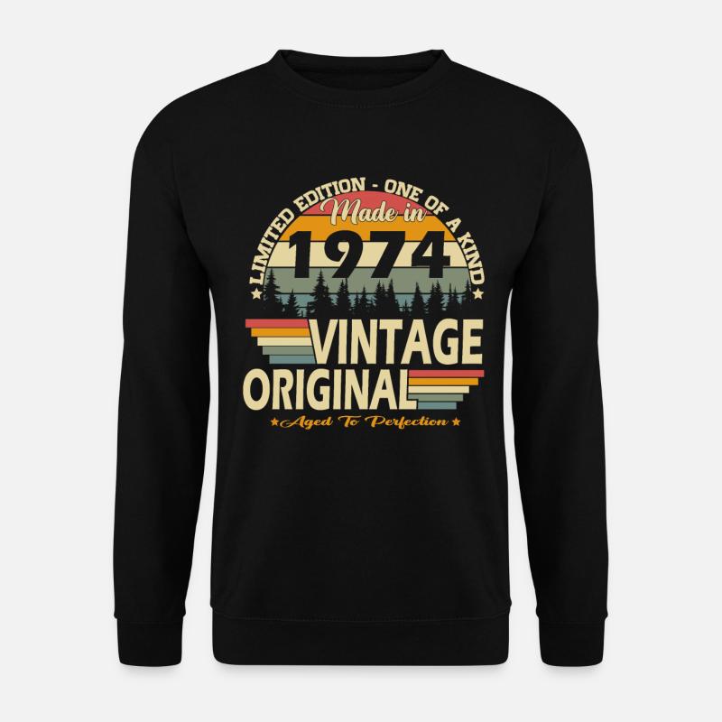 Vintage 1974 Retro Jahrgang Geburtstag Geschenk - Unisex Pullover - Schwarz