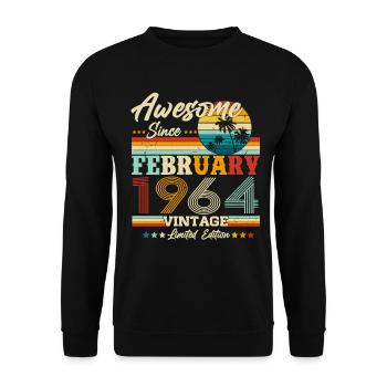Februar 1964 Jahrgang Geburtstag Retro Geschenk - Unisex Pullover - Schwarz - Vorne - Alina (178cm) & Michal (187cm)