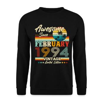 Februar 1994 Jahrgang Geburtstag Retro Geschenk - Unisex Pullover - Schwarz - Vorne - Alina (178cm) & Michal (187cm)