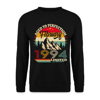 Februar 1994 Jahrgang Geburtstag Retro Geschenk - Unisex Pullover - Schwarz - Vorne - Alina (178cm) & Michal (187cm)