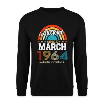March 1964 Vintage Birthday Retro Gift - Unisex Sweatshirt - black - Front - Alina (178cm) & Michal (187cm)