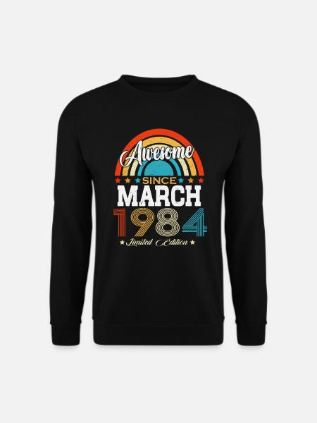 März 1984 Jahrgang Geburtstag Retro Geschenk - Unisex Pullover - Schwarz