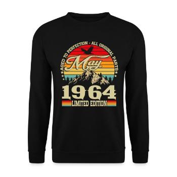 Mai 1964 Jahrgang Vintage Retro Geburtstag - Unisex Pullover - Schwarz - Vorne - Alina (178cm) & Michal (187cm)
