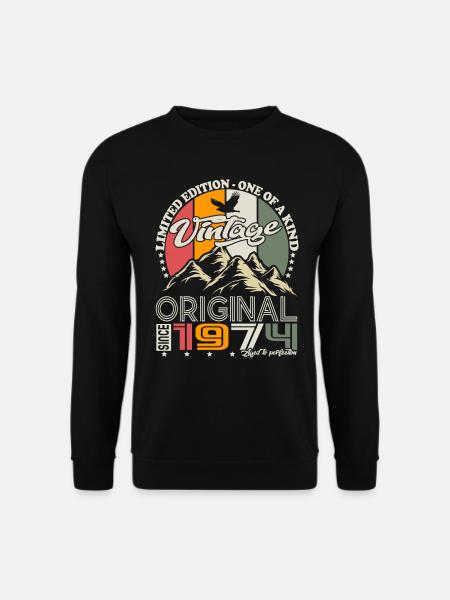 Original 1974 Vintage Jahrgang Geburtstag Retro - Unisex Pullover - Schwarz