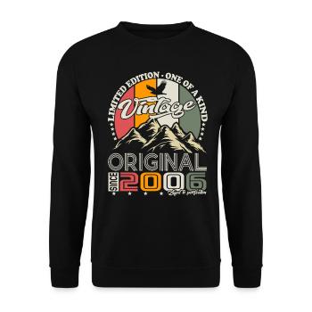Original 2006 Vintage Jahrgang Geburtstag Retro - Unisex Pullover - Schwarz - Vorne - Alina (178cm) & Michal (187cm)
