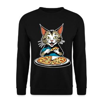 Le chat adore la pizza - Sweat-shirt Unisexe - noir - Devant - Alina (178cm) & Michal (187cm)
