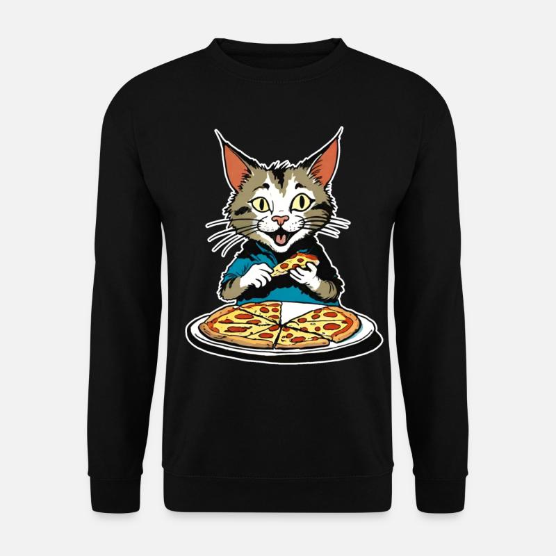 Cat loves pizza - Unisex Sweatshirt - black