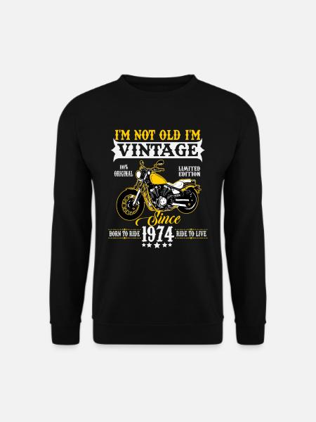 1974 Jahrgang Vintage Geburtstag Geschenk Motorrad - Unisex Pullover - Schwarz