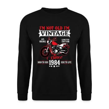 1984 Vintage Anniversaire Moto Vintage - Sweat-shirt Unisexe - noir - Devant - Alina (178cm) & Michal (187cm)