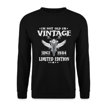 1984 Vintage Anniversaire Vintage Rétro Moto - Sweat-shirt Unisexe - noir - Devant - Alina (178cm) & Michal (187cm)
