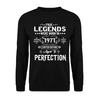 Légende Depuis 1971 Vintage Vintage Anniversaire - Sweat-shirt Unisexe - noir - Devant - Alina (178cm) & Michal (187cm)