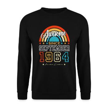 September 1964 Jahrgang Vintage Retro Geburtstag - Unisex Pullover - Schwarz - Vorne - Alina (178cm) & Michal (187cm)