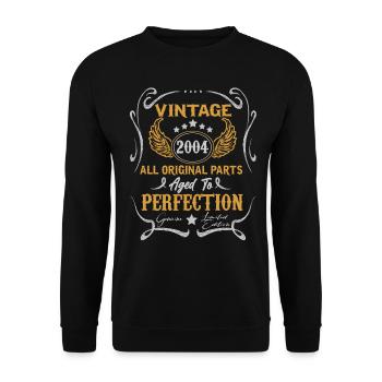 Vintage 2004 Jahrgang geboren Geburtstag Geschenk - Unisex Pullover - Schwarz - Vorne - Alina (178cm) & Michal (187cm)