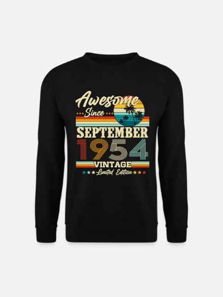 Vintage September 1954 Jahrgang Retro Geburtstag - Unisex Pullover - Schwarz