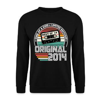 Original 2014 Jahrgang Retro Geburtstag Geschenk - Unisex Pullover - Schwarz - Vorne - Alina (178cm) & Michal (187cm)