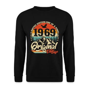 Original 1969 Jahrgang Retro Geburtstag Geschenk - Unisex Pullover - Schwarz - Vorne - Alina (178cm) & Michal (187cm)
