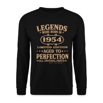 Legenden wurden 1954 geboren - Unisex Pullover - Schwarz - Vorne - Alina (178cm) & Michal (187cm)