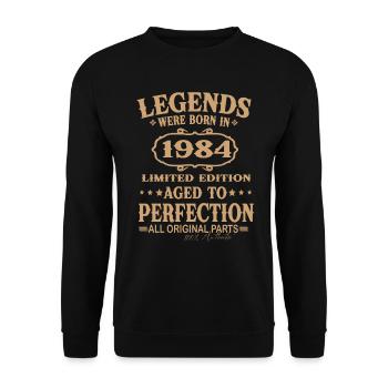 Legenden wurden 1984 geboren - Unisex Pullover - Schwarz - Vorne - Alina (178cm) & Michal (187cm)