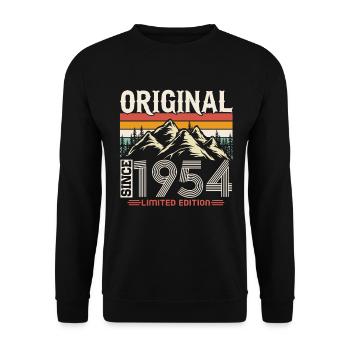 1954 Jahrgang geboren Geburtstag Vintage Retro - Unisex Pullover - Schwarz - Vorne - Alina (178cm) & Michal (187cm)