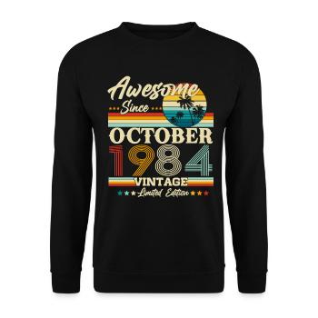 Vintage Octobre 1984 Vintage Rétro Anniversaire - Sweat-shirt Unisexe - noir - Devant - Alina (178cm) & Michal (187cm)