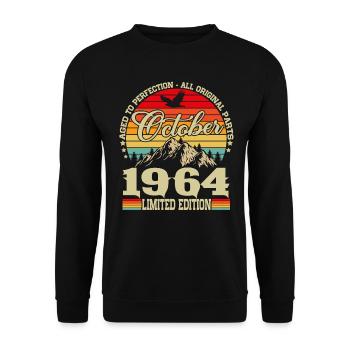 Octobre 1964 Vintage Rétro Cadeau d’Anniversaire - Sweat-shirt Unisexe - noir - Devant - Alina (178cm) & Michal (187cm)
