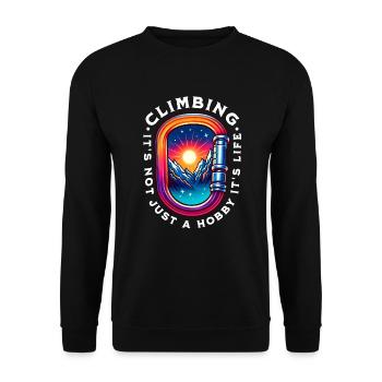 Klettern Kletterer Bergsteigen Berg Bergsteiger - Unisex Pullover - Schwarz - Vorne - Alina (178cm) & Michal (187cm)