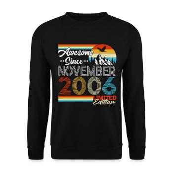 November 2006 Jahrgang Retro Geburtstag Geschenk - Unisex Pullover - Schwarz - Vorne - Alina (178cm) & Michal (187cm)