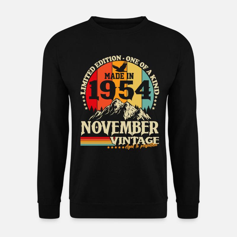 Vintage November 1954 Jahrgang Retro Geburtstag - Unisex Pullover - Schwarz