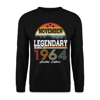Des légendes sont nées en novembre 1964 - Sweat-shirt Unisexe - noir - Devant - Alina (178cm) & Michal (187cm)