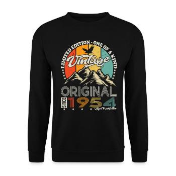 Né en 1954 Cadeau d’anniversaire vintage - Sweat-shirt Unisexe - noir - Devant - Alina (178cm) & Michal (187cm)