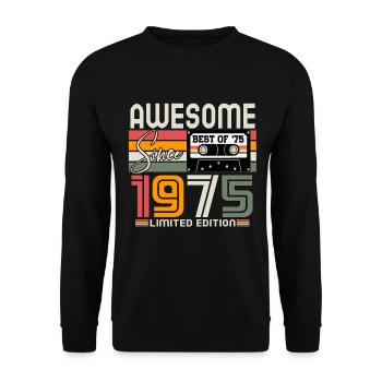 1975 Vintage Born Vintage Rétro Anniversaire - Sweat-shirt Unisexe - noir - Devant - Alina (178cm) & Michal (187cm)