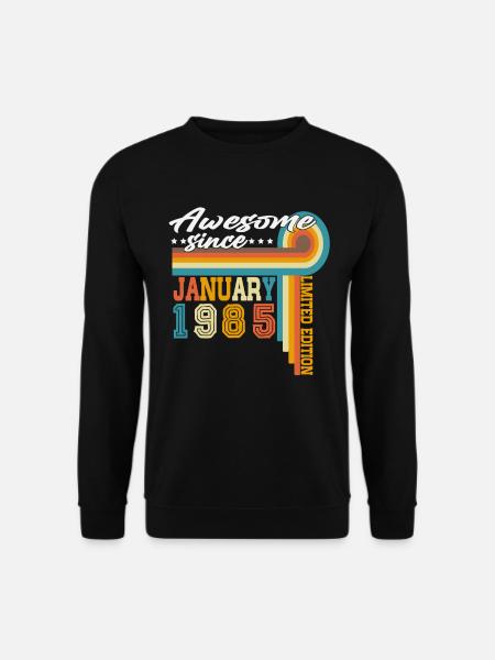 Januar 1985 Jahrgang geboren Geburtstag Retro - Unisex Pullover - Schwarz