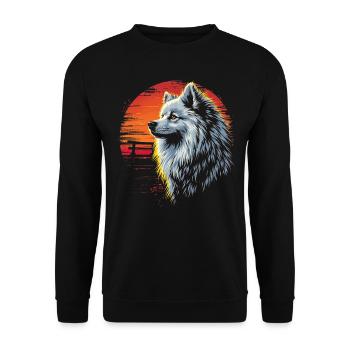 Samojede Hund Retro - Unisex Pullover - Schwarz - Vorne - Alina (178cm) & Michal (187cm)