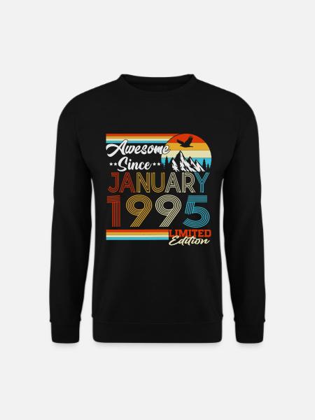 Januar 1995 Jahrgang geboren Geburtstag Retro - Unisex Pullover - Schwarz