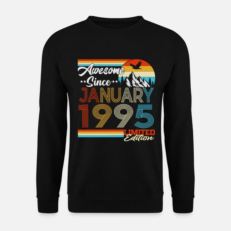 Januar 1995 Jahrgang geboren Geburtstag Retro - Unisex Pullover - Schwarz