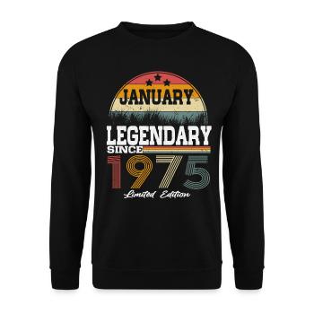 Des légendes sont nées en janvier 1975 - Sweat-shirt Unisexe - noir - Devant - Alina (178cm) & Michal (187cm)
