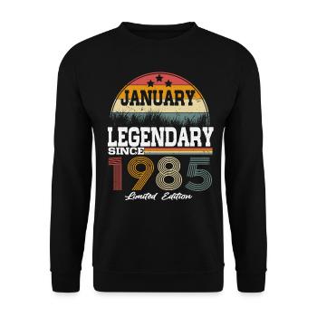 Des légendes sont nées en janvier 1985 - Sweat-shirt Unisexe - noir - Devant - Alina (178cm) & Michal (187cm)