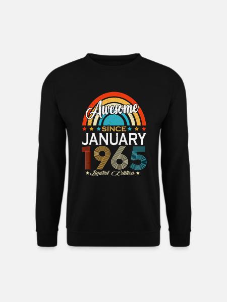 Vintage Januar 1965 Jahrgang Retro Geburtstag - Unisex Pullover - Schwarz