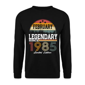 Des légendes sont nées en février 1985 - Sweat-shirt Unisexe - noir - Devant - Alina (178cm) & Michal (187cm)