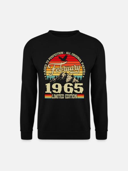 Februar 1965 Jahrgang geboren Geburtstag Retro - Unisex Pullover - Schwarz