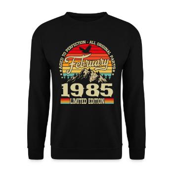 Février 1985 Vintage Né Anniversaire Rétro - Sweat-shirt Unisexe - noir - Devant - Alina (178cm) & Michal (187cm)