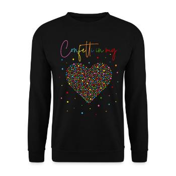 Konfetti im Herzen - Confetti in my heart - Unisex Pullover - Schwarz - Vorne - Alina (178cm) & Michal (187cm)