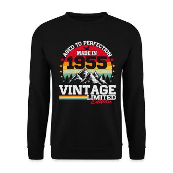 Né en 1955 Cadeau d’anniversaire vintage - Sweat-shirt Unisexe - noir - Devant - Alina (178cm) & Michal (187cm)