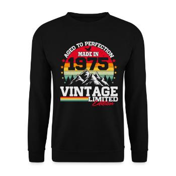 Né en 1975 Cadeau d’anniversaire vintage - Sweat-shirt Unisexe - noir - Devant - Alina (178cm) & Michal (187cm)