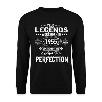 Des légendes sont nées en 1955 - Sweat-shirt Unisexe - noir - Devant - Alina (178cm) & Michal (187cm)